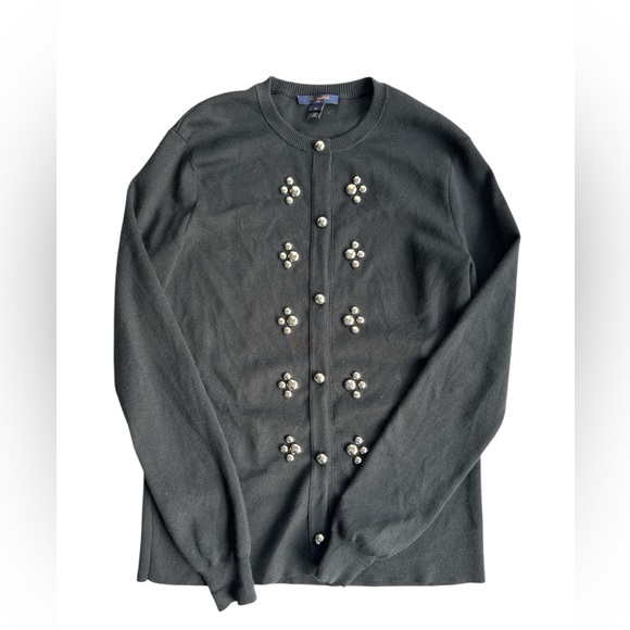 Louis Vuitton Sweaters - Louis Vuitton Black Cashmere Blend Cardigan Women Brass Embellishments Size M